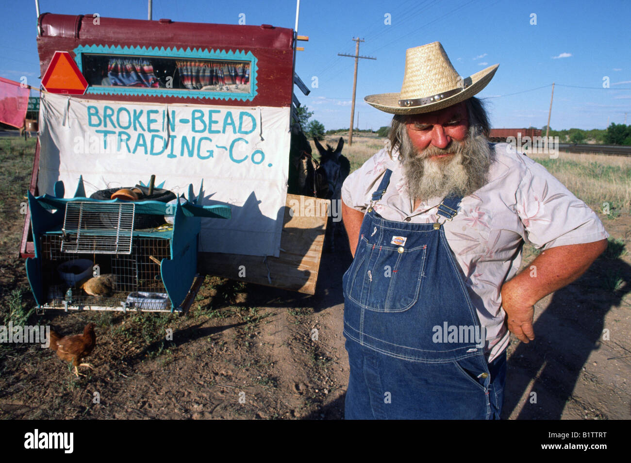 Commerciante ambulante, strada nel deserto della California vicino a Bakersfield Foto Stock