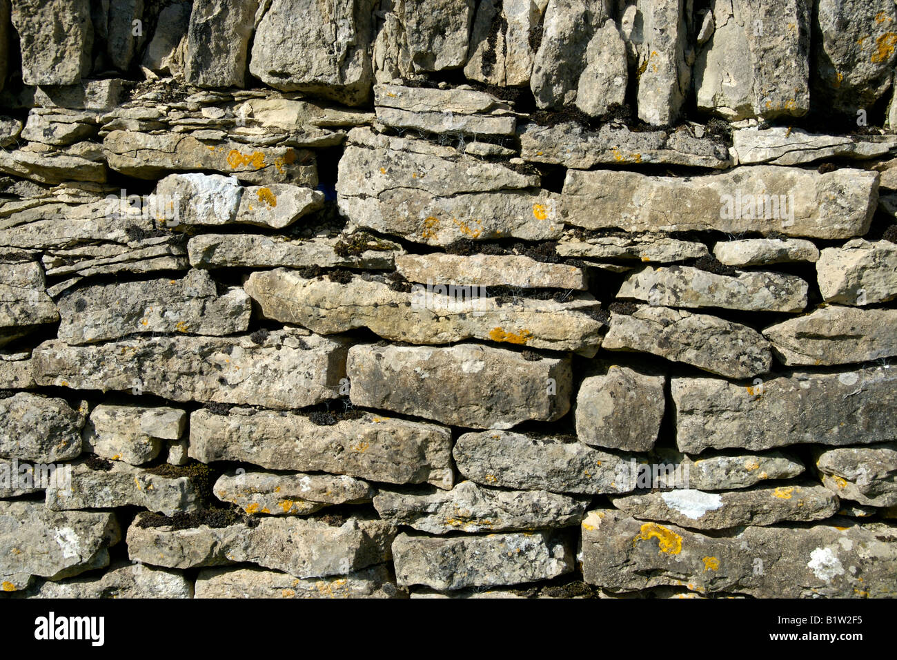 Muro di pietra Coln St Aldwyns Costwolds REGNO UNITO Foto Stock