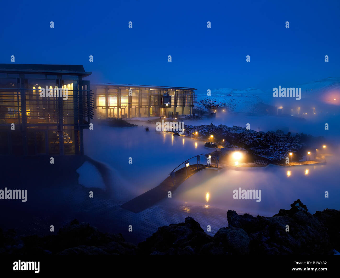 Blue Lagoon, inverno, Islanda Foto Stock