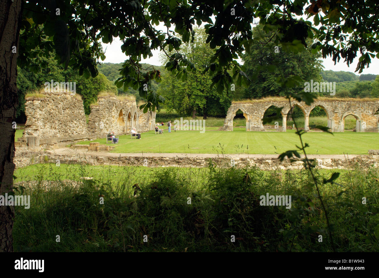 Resti di Hailes abbazia nei pressi di Winchcombe Gloucestershire in Inghilterra Foto Stock