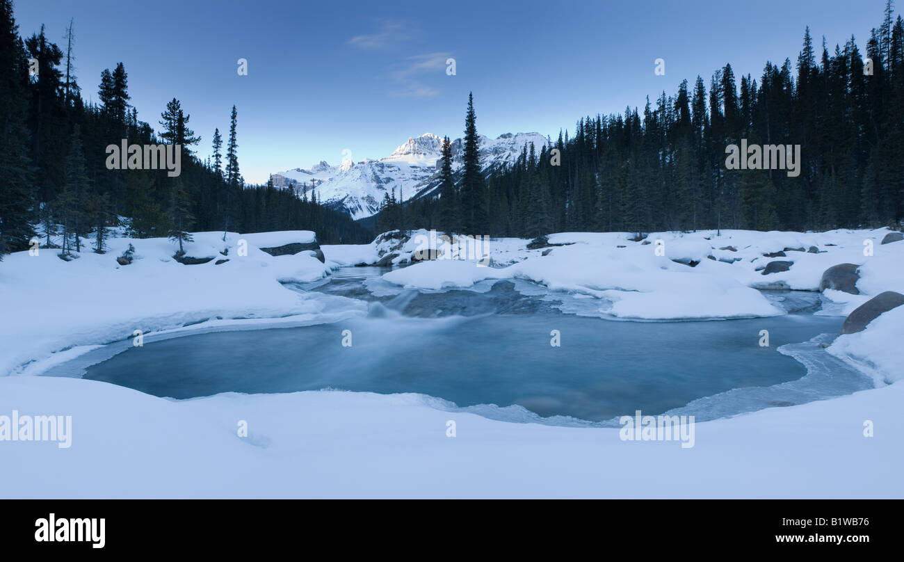 Canada Alberta Banff National Park fiume congelato Mistaya Canyon Foto Stock