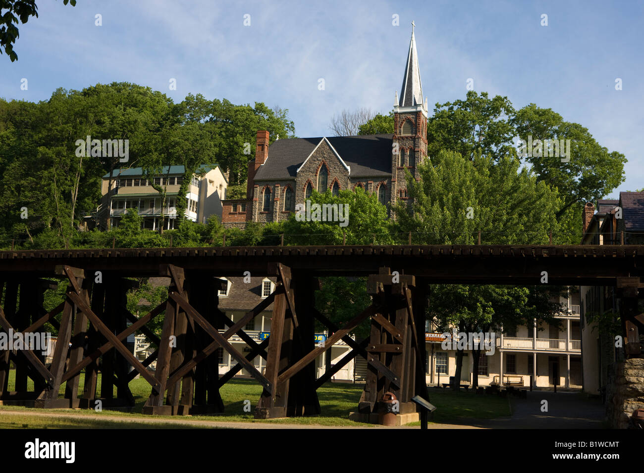 Il vecchio Winchester e Potomac Railroad traliccio, harpers Ferry National Historical Park, harpers Ferry, West Virginia. Foto Stock