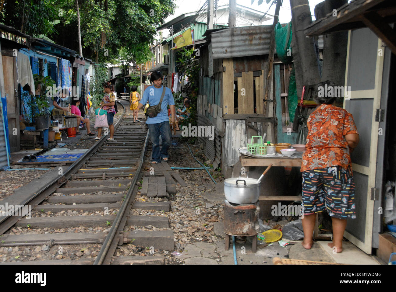 Klong toei baraccopoli Bangkok in Thailandia Foto Stock