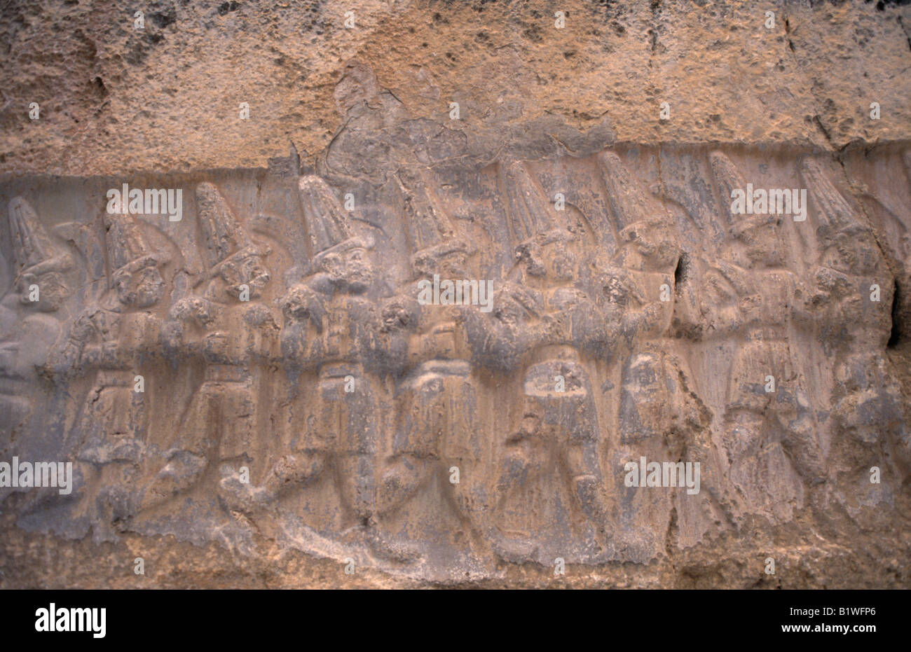 La Turchia Anatolia centrale Corum Hattusas l antico sito di Hittita città capitale. Grande tempio di pietra di intaglio di sfiato dettaglio Foto Stock