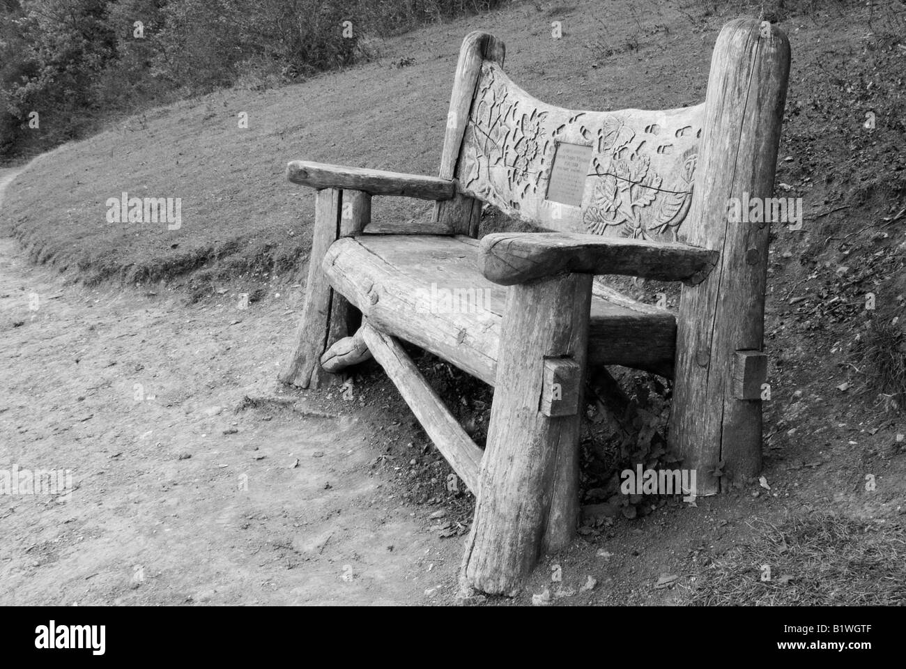 Black & White immagine di una panca in legno. Foto Stock