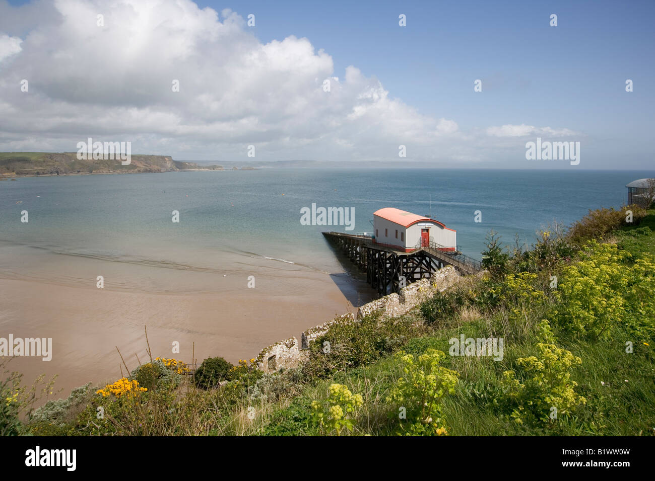 La vecchia stazione di salvataggio, Tenby, Pembrokeshire, Wales, Regno Unito Foto Stock