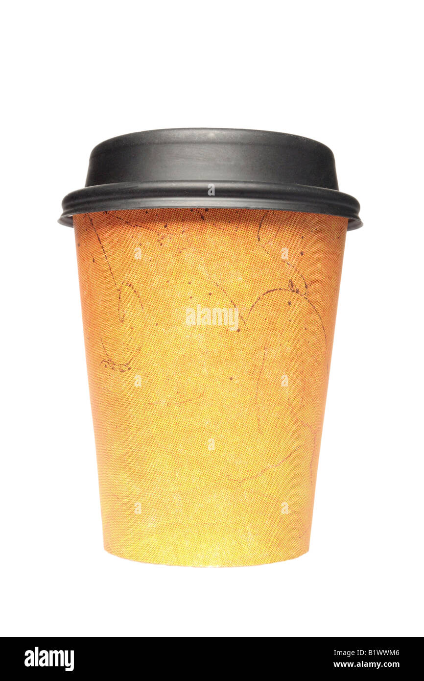 Coffeecup monouso isolato su bianco shot dal lato Foto Stock