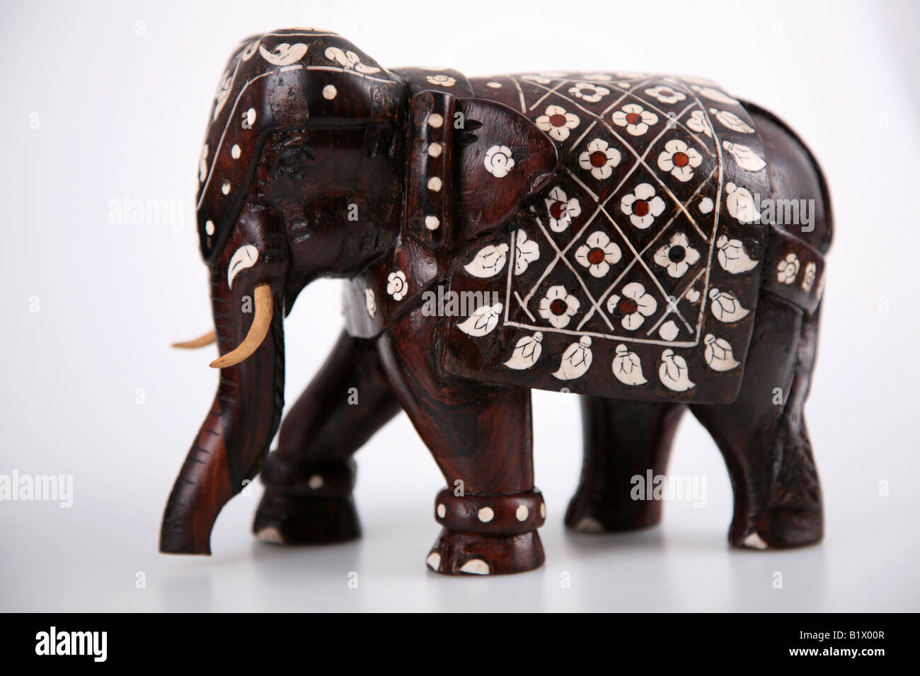 Legno decorato elefante da India Foto Stock