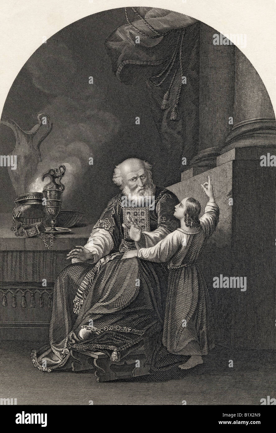 Samuel ed Eli. Inciso da S Allen dopo J S Copley. Dalla Bibbia della Famiglia Nazionale illustrata, pubblicata intorno al 1870. Foto Stock