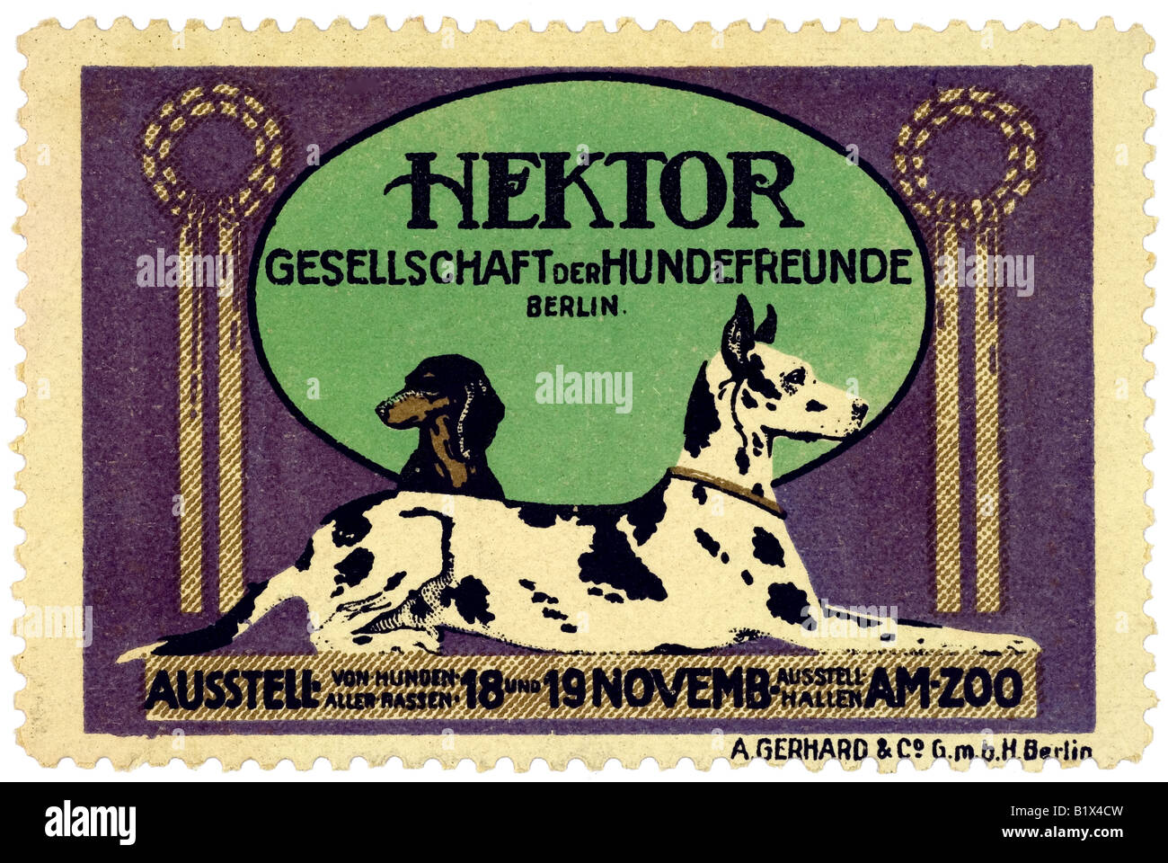 Hektor Gesellschaft der Hundefreunde Berlino, Gegründet 1876, Ausstellung von Hunden aller Rassen, 18. und 19. Novembre Foto Stock