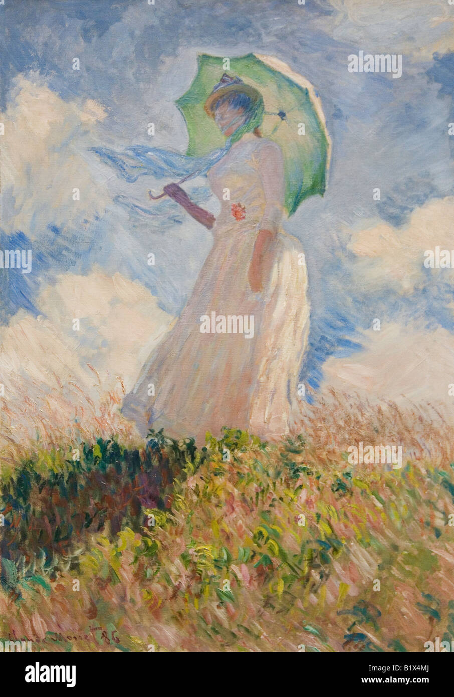 " Studio di una figura all aria aperta: Donna con ombrello girando verso sinistra" di Claude Monet 1886 Musee D'Orsay Foto Stock