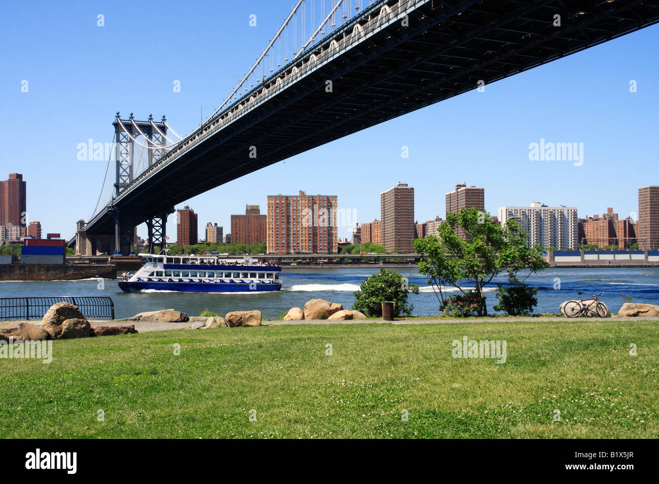 Manhattan bridge over East River - New York City, Stati Uniti d'America Foto Stock