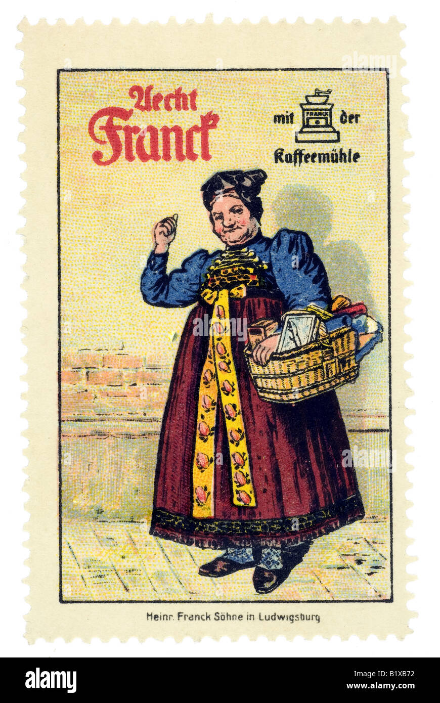 Timbro di trading caffè Aecht Franck der mit der Kaffeemühle Foto Stock