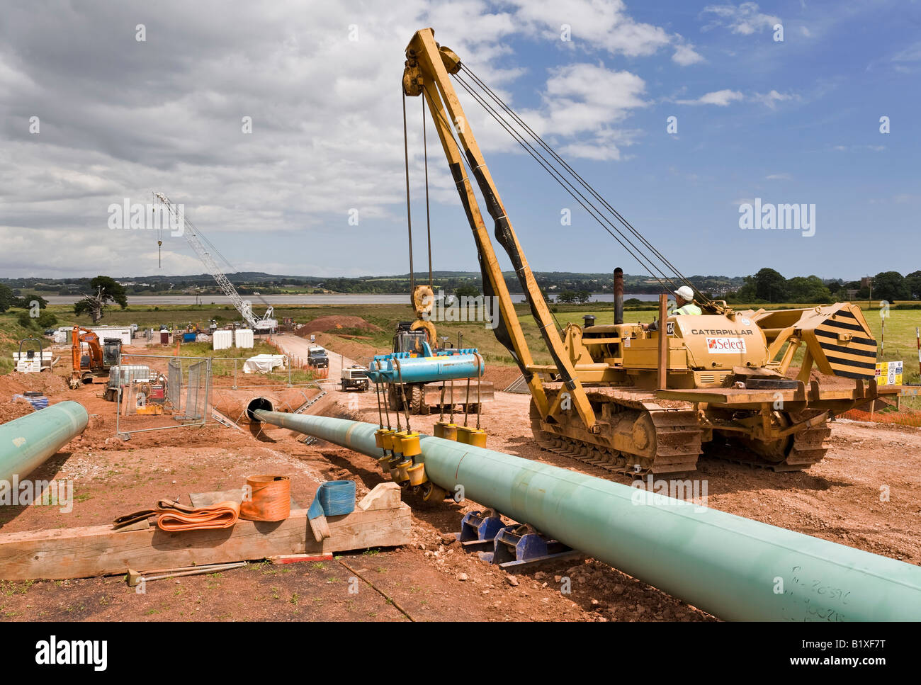 Gasdotto installazione attraverso un tunnel sotto il fiume Exe Devon Foto Stock