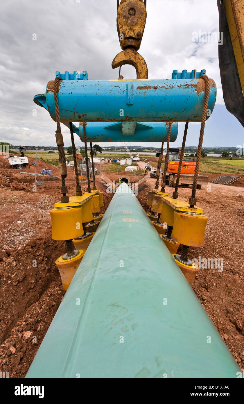Gasdotto installazione attraverso un tunnel sotto il fiume Exe Devon Foto Stock