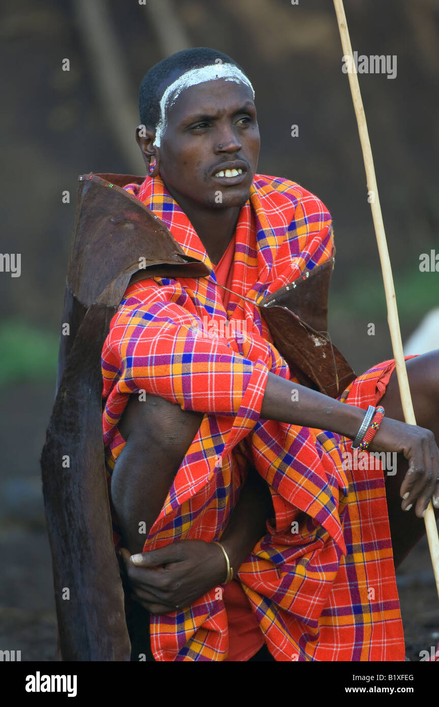 Guerriero Masai Foto Stock