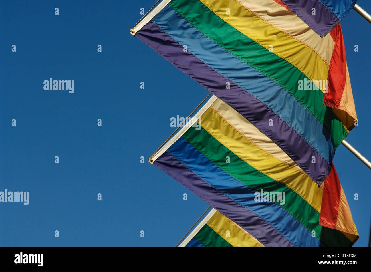 Bandiere, bandierine arcobaleno per il Gay Pride Foto Stock