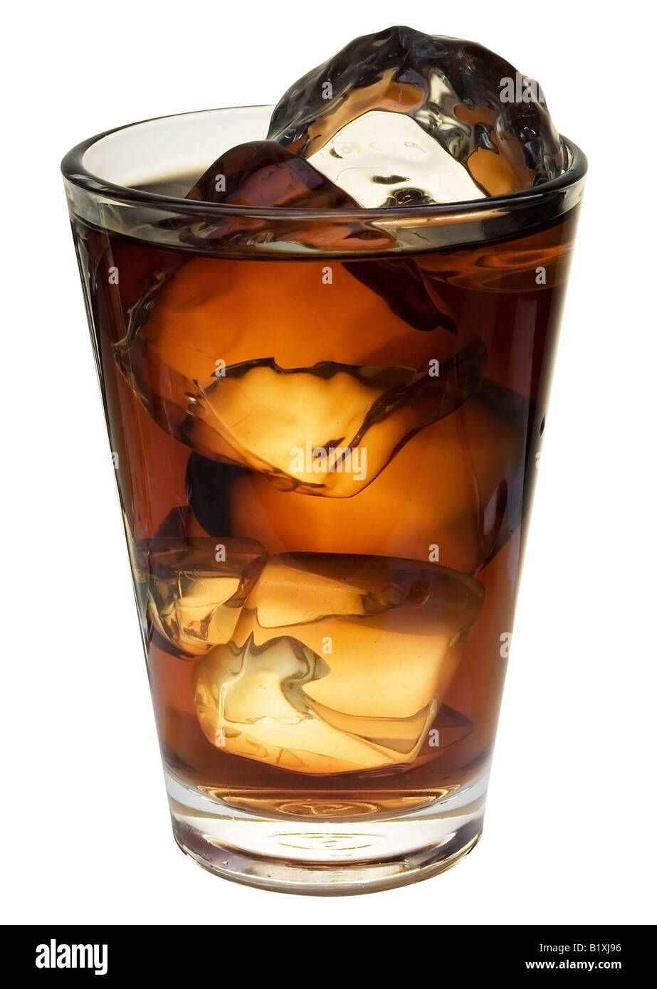 Cola di oggetti su sfondo bianco Foto Stock