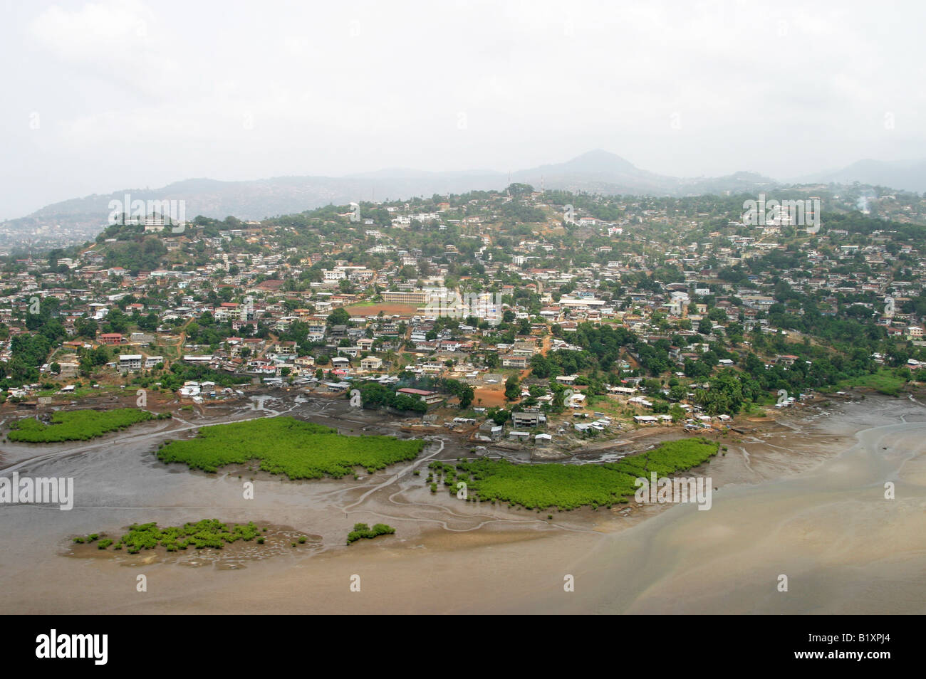 Freetown Sierra Leone penisola dall'aria Foto Stock