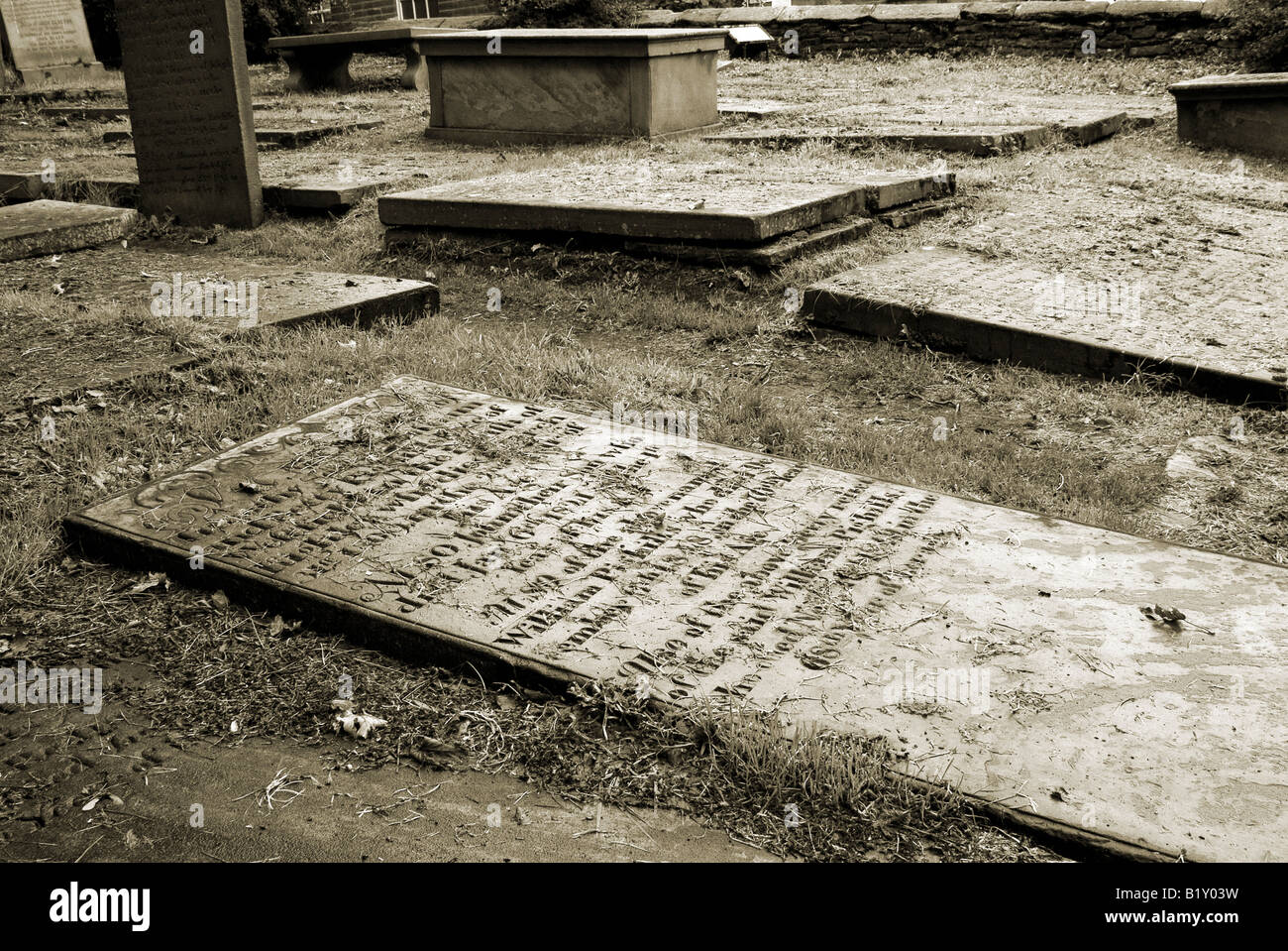 Il cimitero, Haworth, West Yorkshire, Inghilterra, Regno Unito. Foto Stock