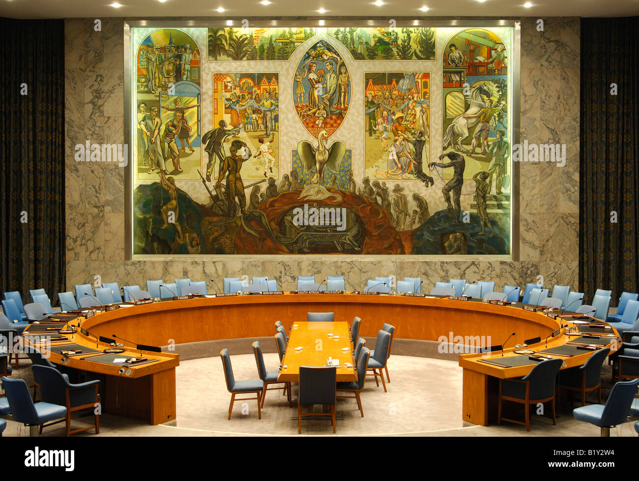 Consiglio di sicurezza Camera, Nazioni Unite, New York, Stati Uniti d'America Foto Stock