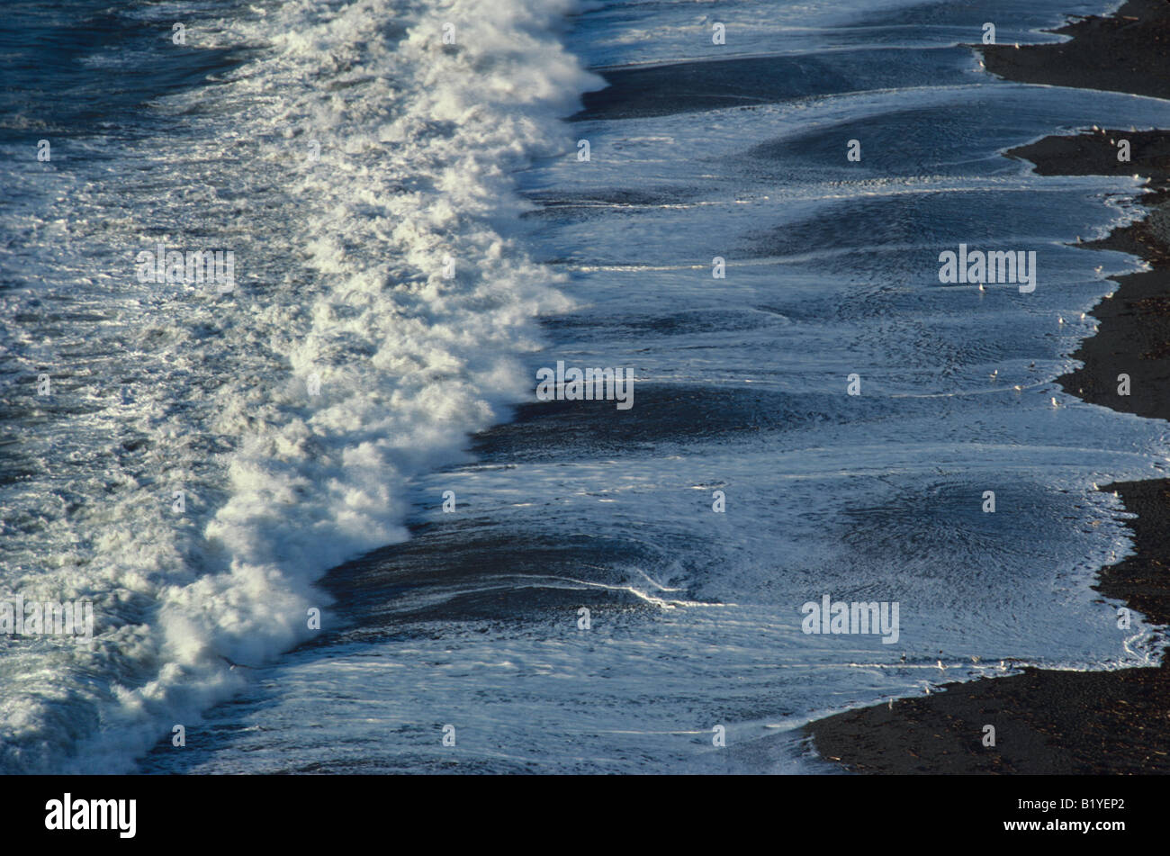 Surf pounding beach, oceano pacifico, California USA Foto Stock