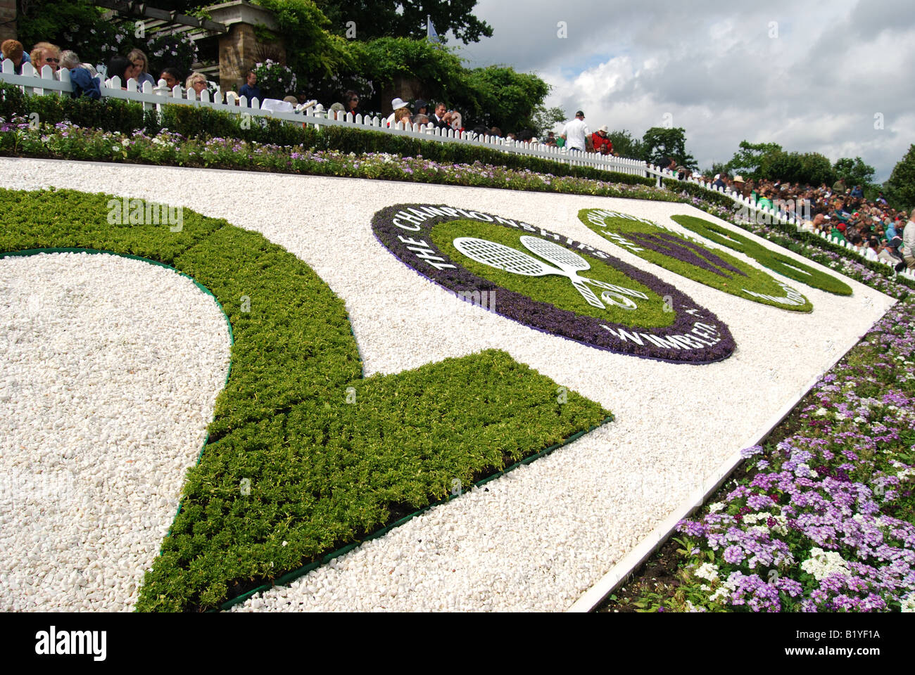 2008 Wimbledon Logo su Henman Hill, ai campionati di Wimbledon, Merton Borough, Greater London, England, Regno Unito Foto Stock