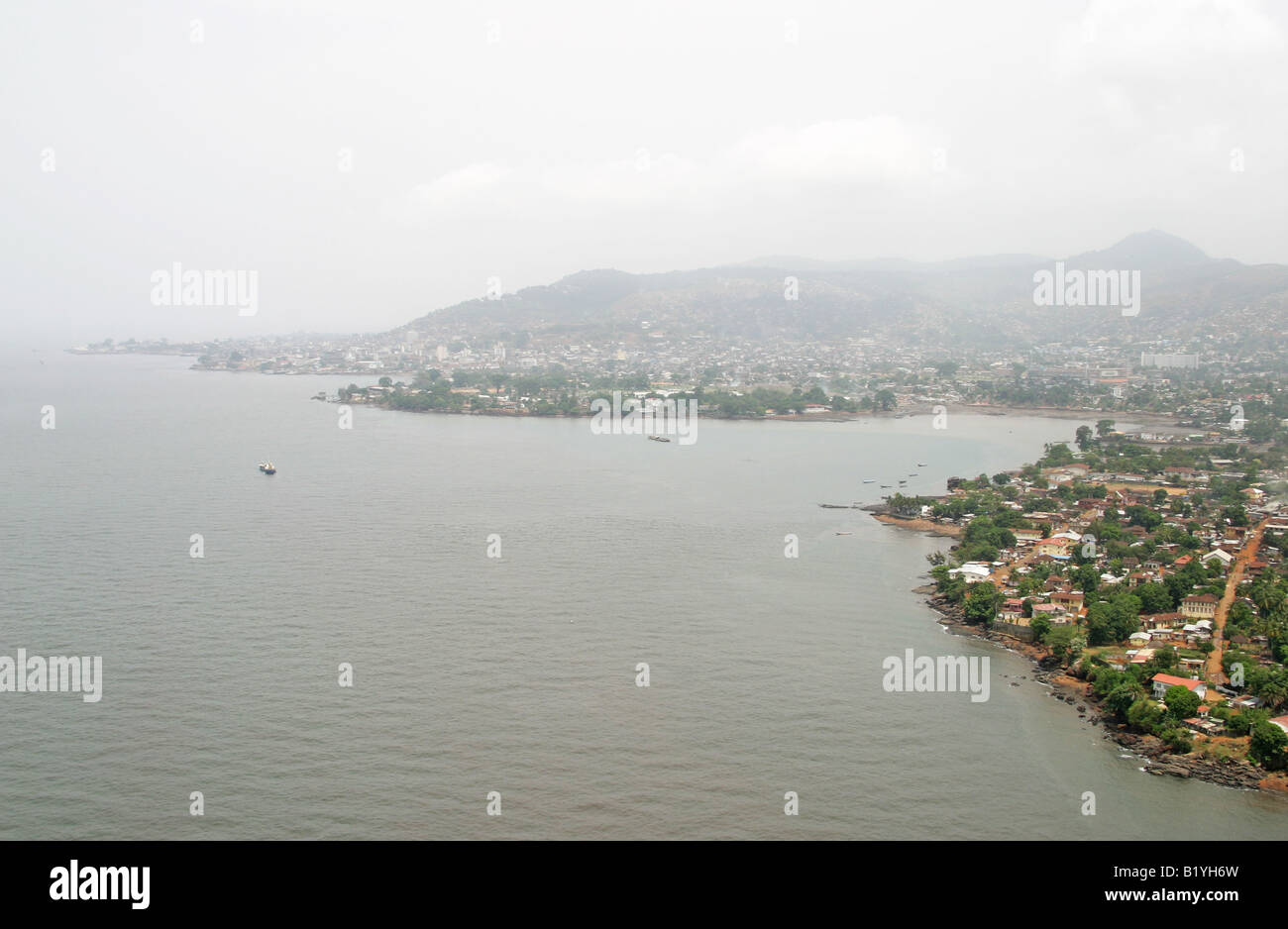 Freetown Sierra Leone penisola dall'aria Foto Stock