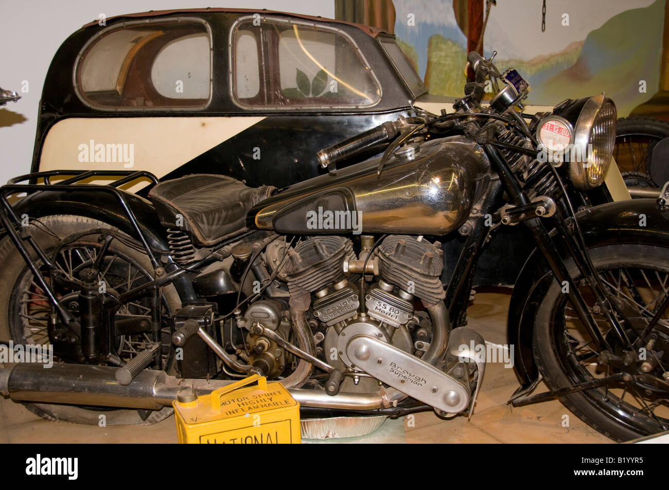Brough superior per moto e sidecar vintage Foto Stock