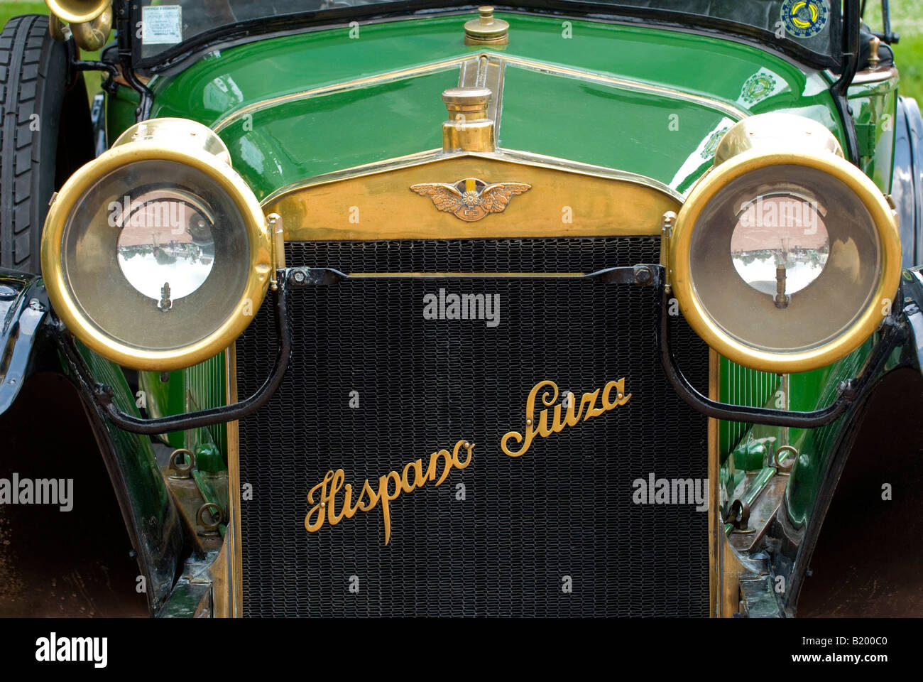 Veterano 'Hispano Suiza' automobile calandra - auto da rally, Francia. Foto Stock