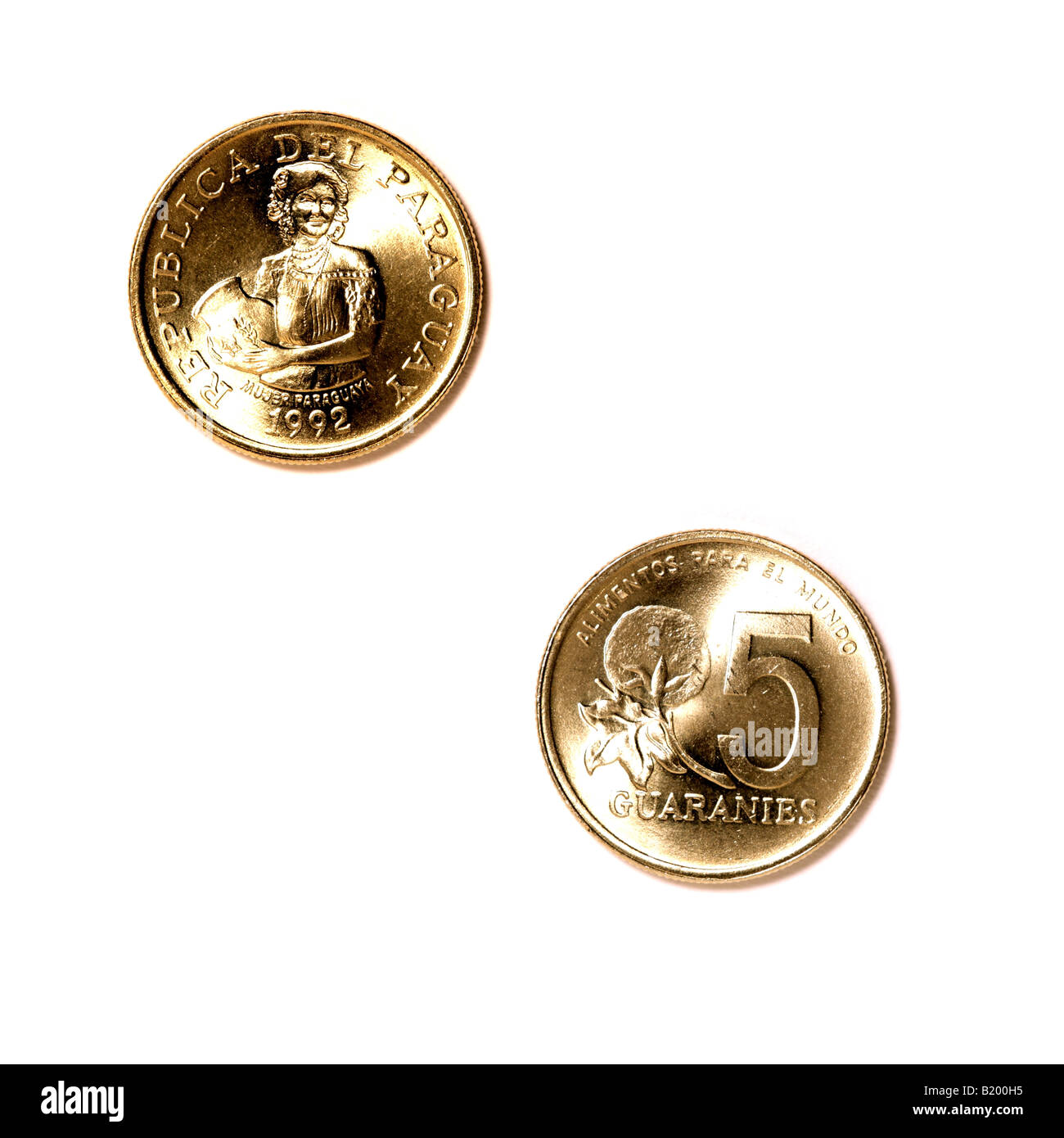 Paraguayan 5 moneta Guarani Foto Stock