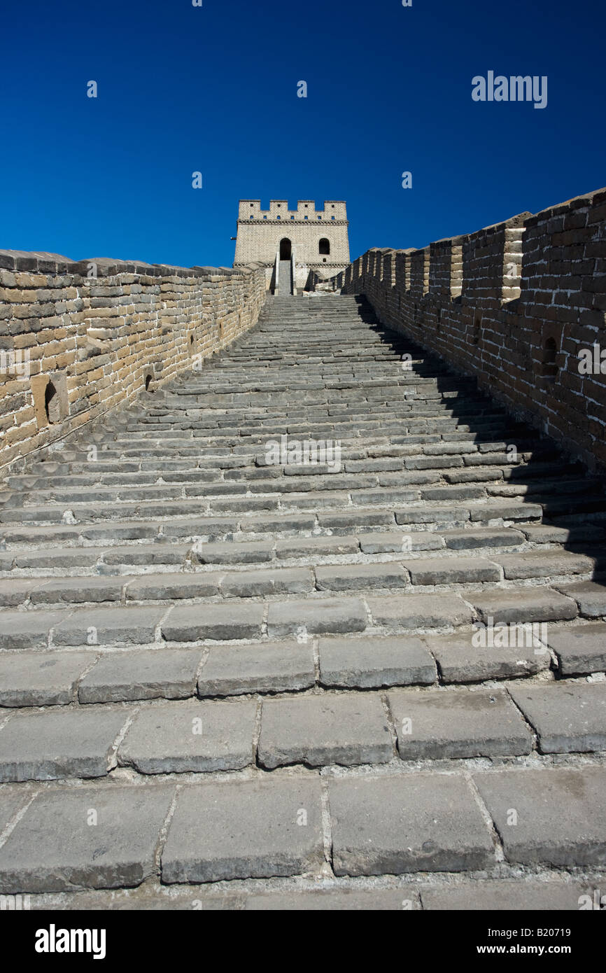 L'antica Grande Muraglia a Mutianyu a nord di Pechino Pechino in precedenza Foto Stock