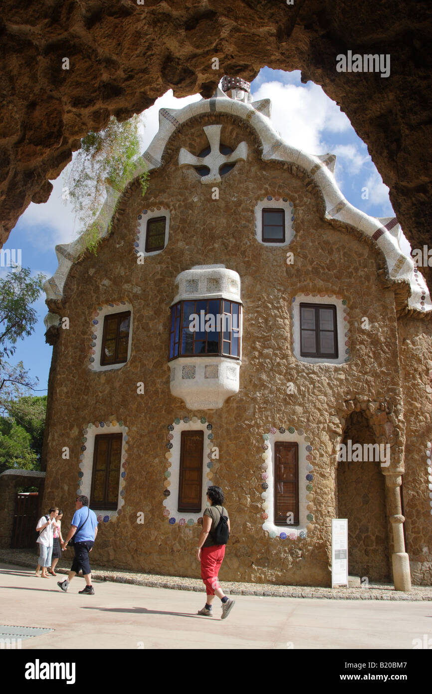 Parc Guell, opera del famoso architetto Antoni Gaudi, Barcelona, Spagna. Foto Stock