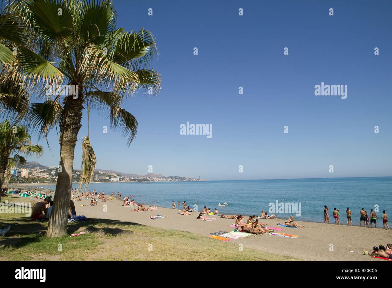 Spagna, Malaga, spiaggia, viaggi, vacanze e vacanze, Europa, Mediterraneo, mediterraneo, destinazione vacaciones, turistico, turismo Foto Stock