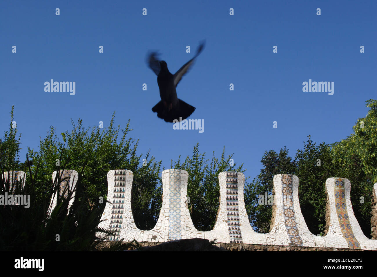 Parc Guell, opera del famoso architetto Antoni Gaudi, Barcelona, Spagna. Foto Stock