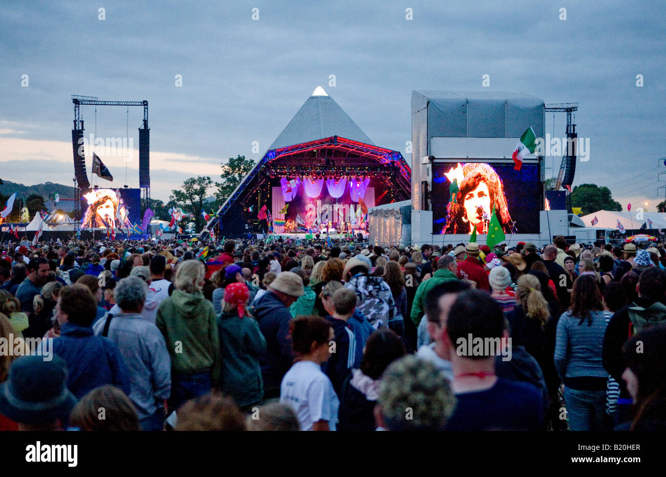 Principali fase della piramide Glastonbury Festival Pilton U K l'Europa Foto Stock