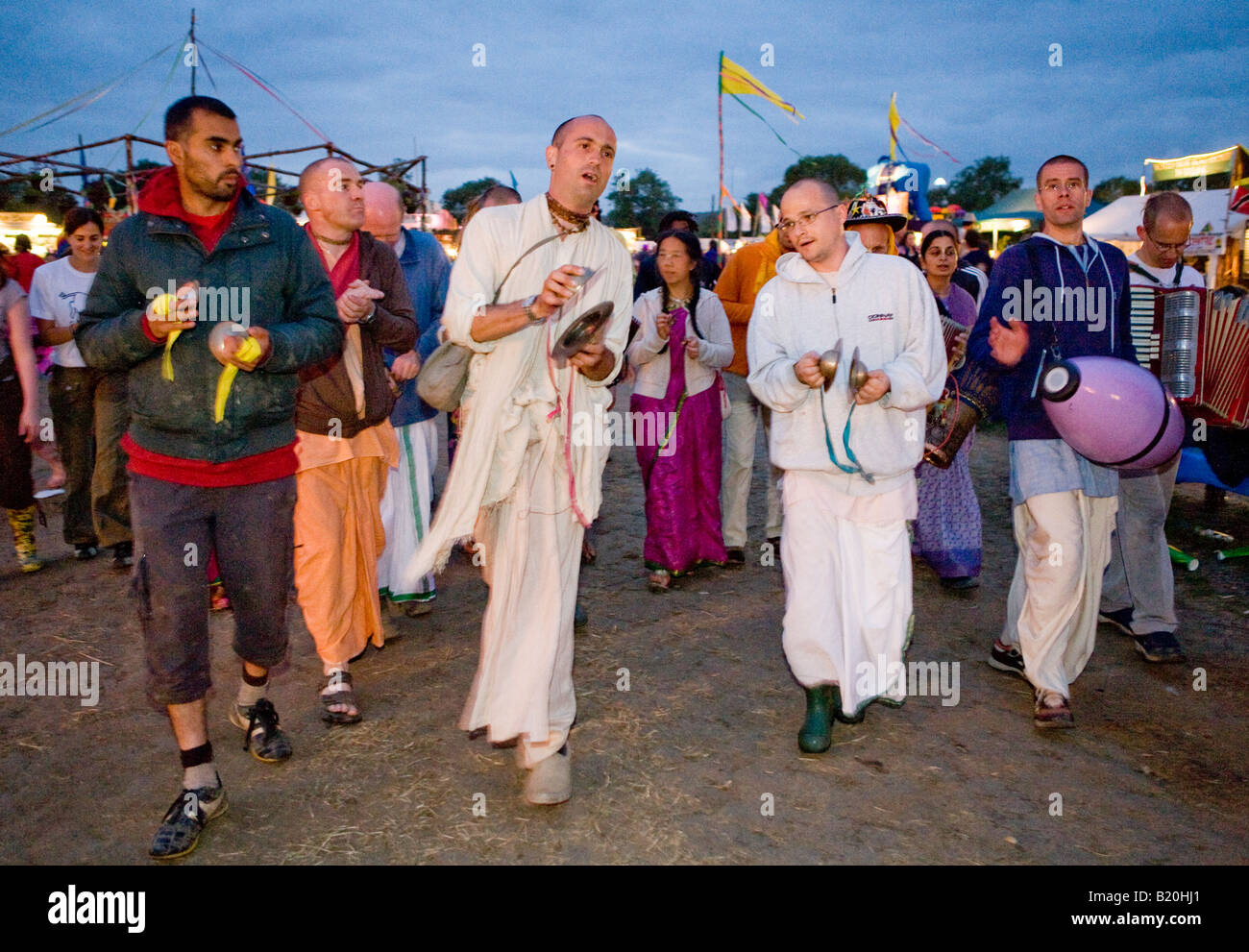 Hare Krishna festival di Glastonbury Pilton WILTSHIRE REGNO UNITO Europa Foto Stock