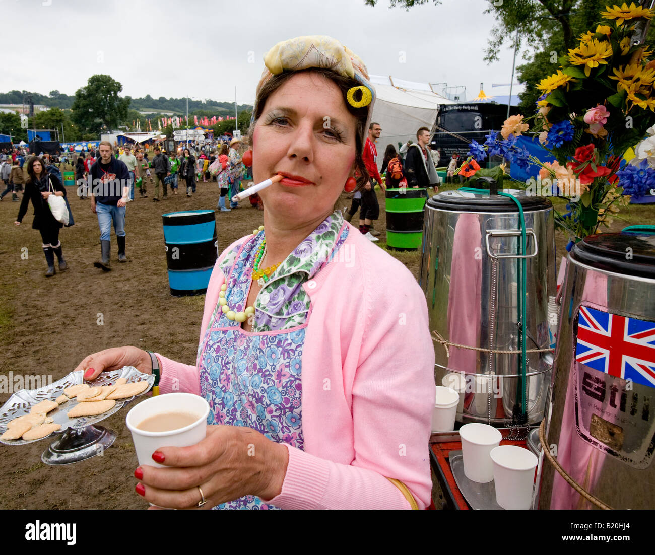 Il tè onorevoli a Glastonbury Festival Pilton WILTSHIRE REGNO UNITO Foto Stock