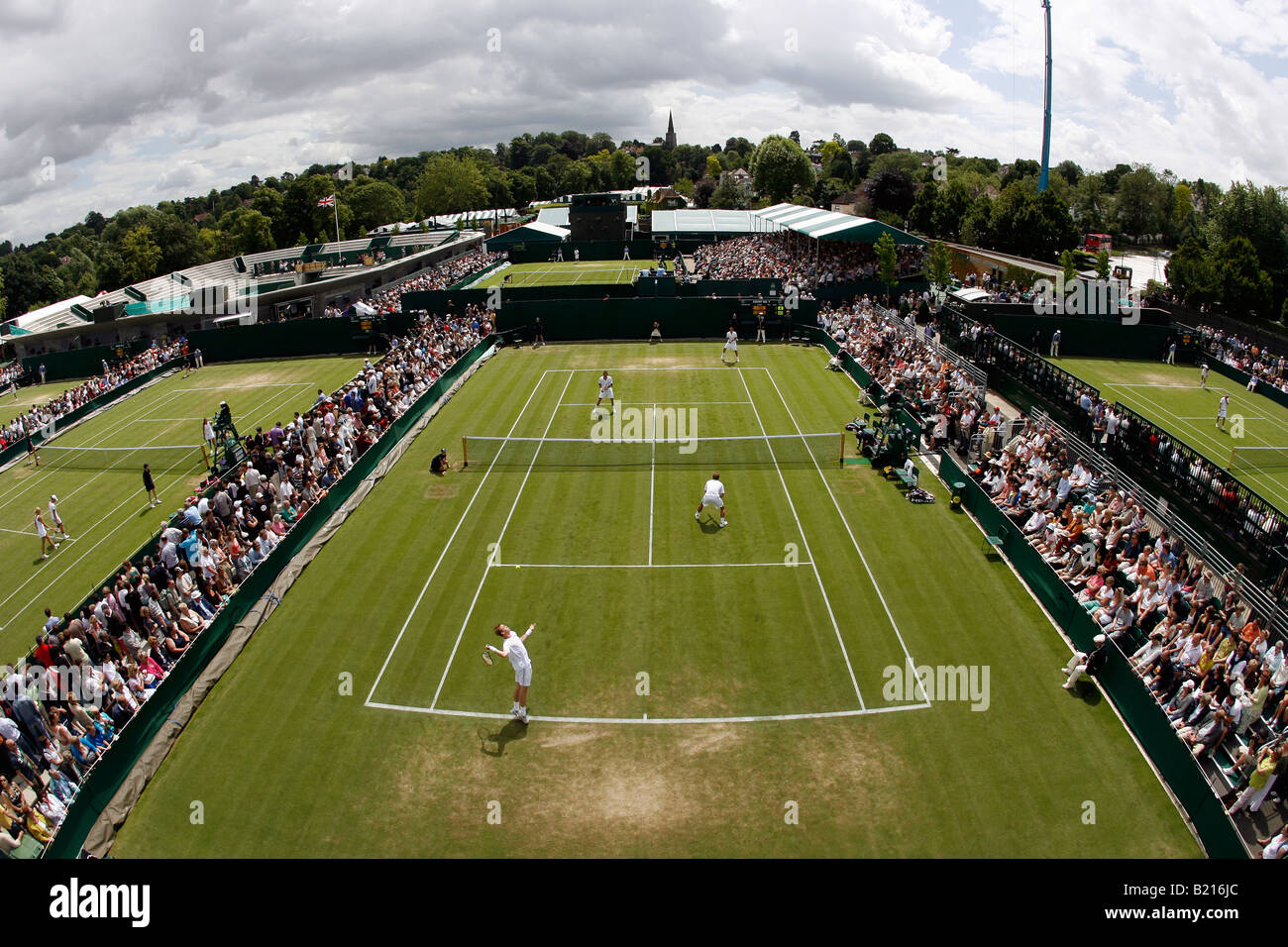 Vista della corte 7 durante la riproduzione a Wimbledon Tennis Championships 2008 Foto Stock