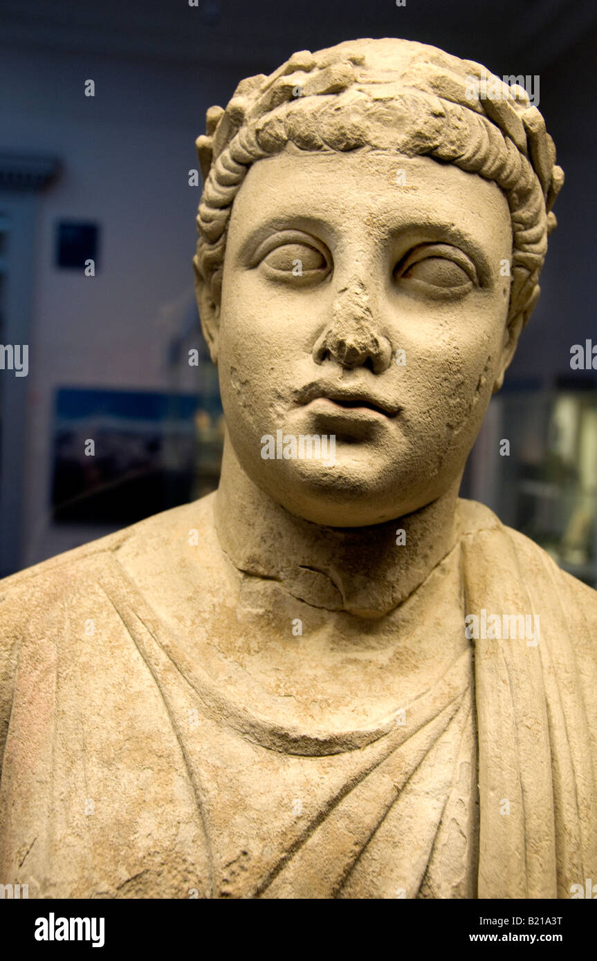 Statua di maschio adoratore di Cipro 300 BC Apollo Idalion Greco in Grecia Foto Stock