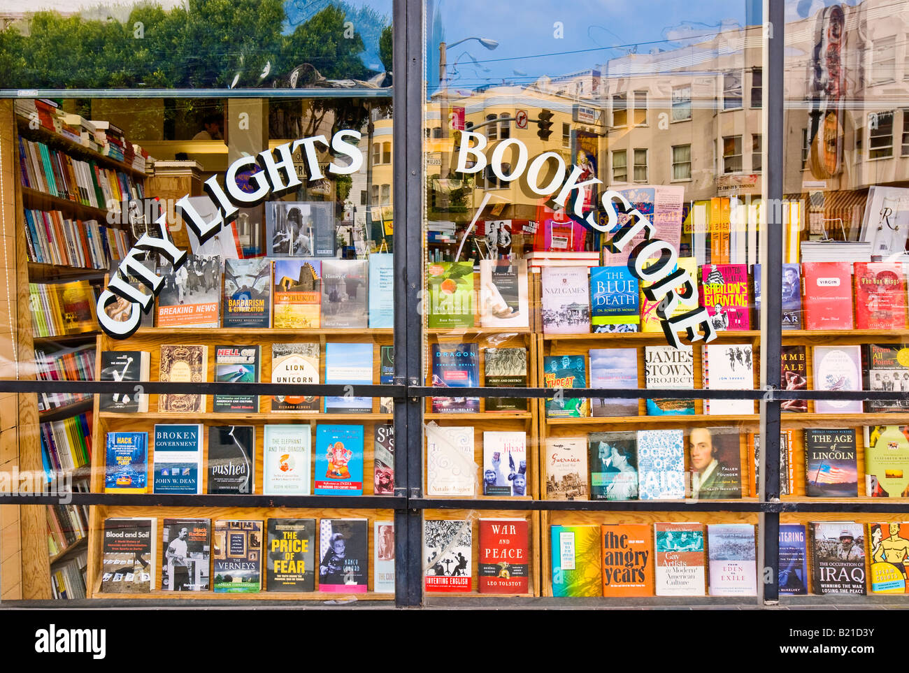 San Francisco, California. Il City Lights Bookstore di storico North Beach quartiere. Foto Stock