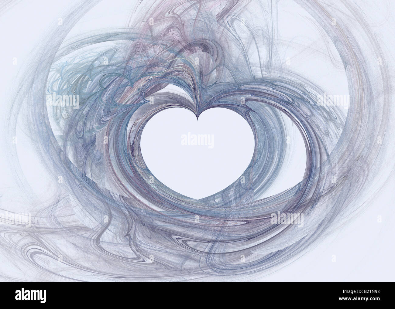 Abstract frattale con cuore Motif reso in tonalità fredde Foto Stock