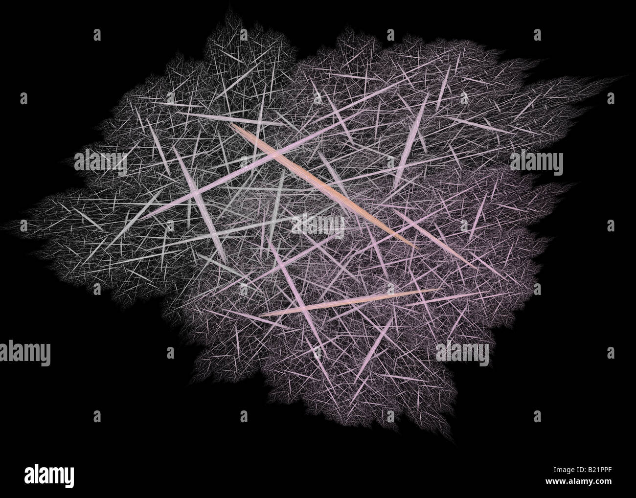 Abstract frattale di interpenetrating spicole in toni caldi Foto Stock