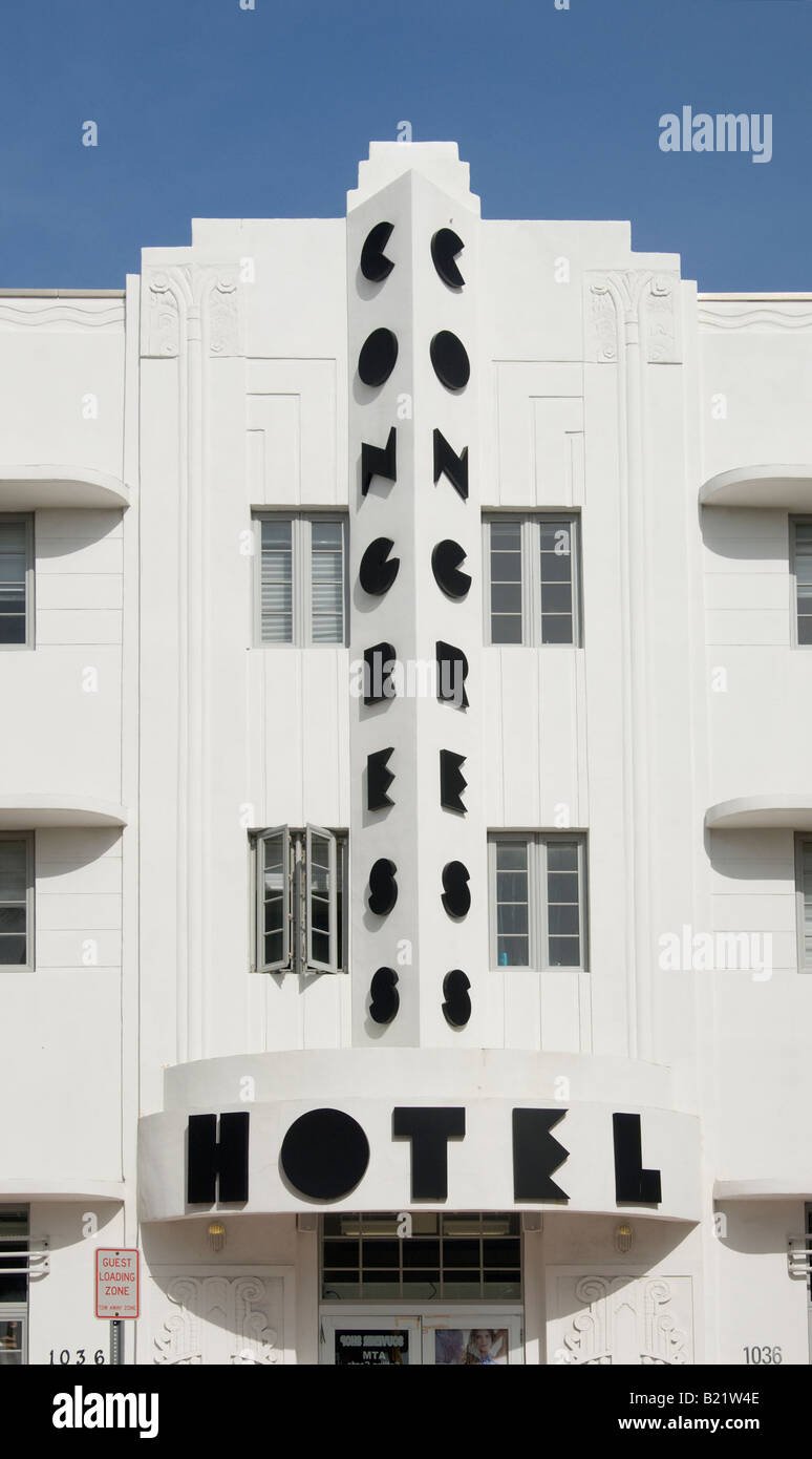 Congress Hotel sulla Ocean Drive di South Beach Miami Foto Stock