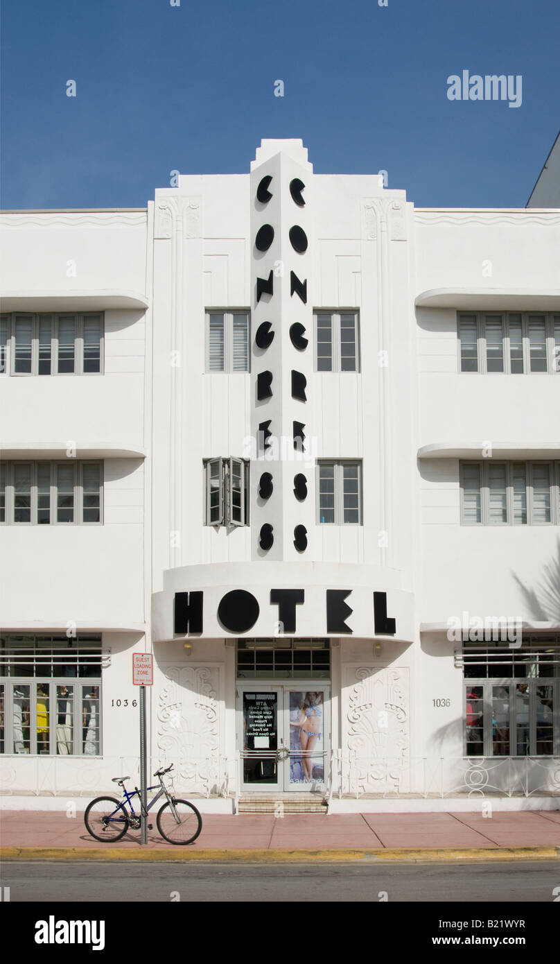 Congress Hotel sulla Ocean Drive di South Beach Miami Foto Stock