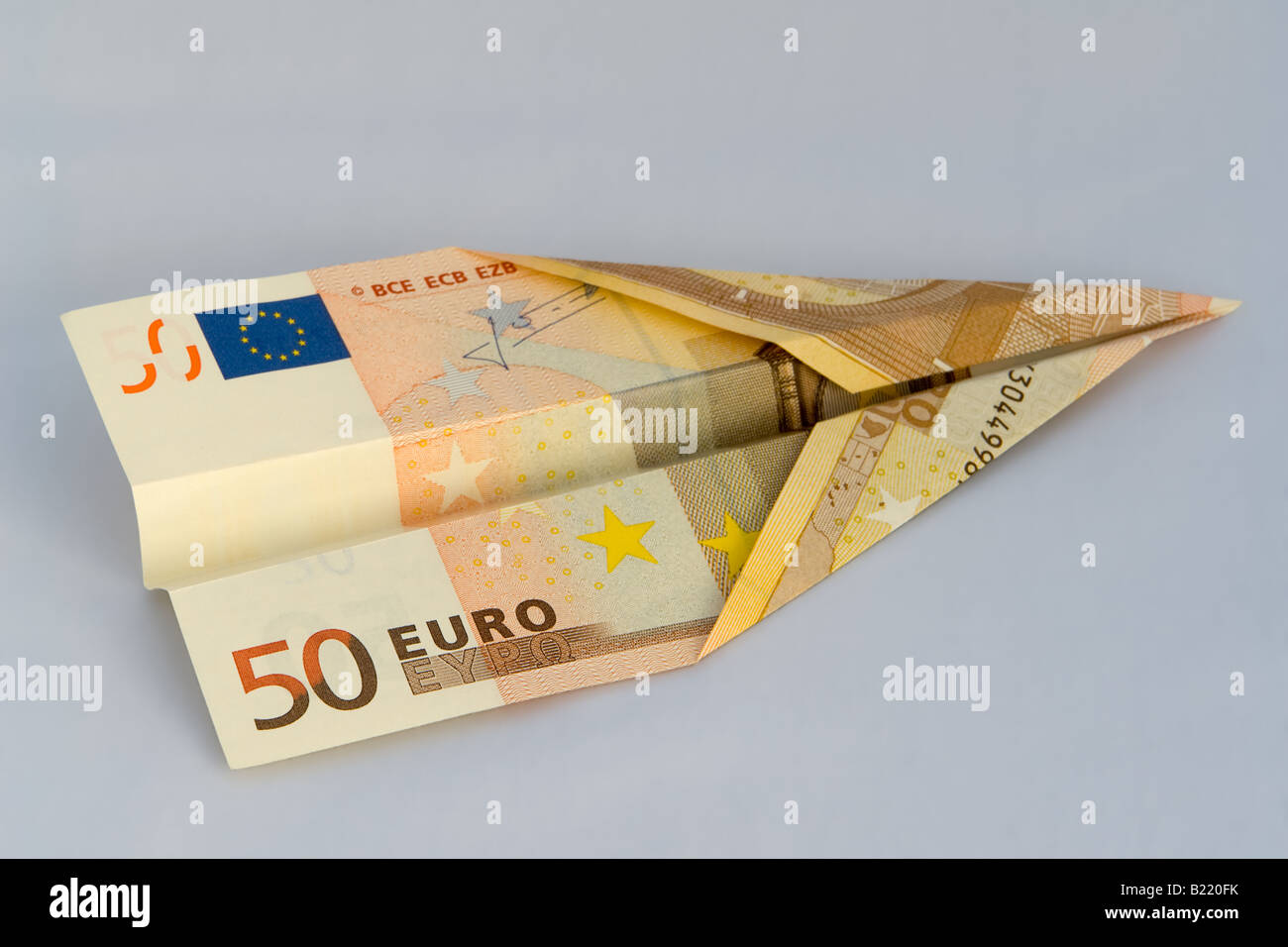 50 banconota in euro come aeromobili Foto Stock