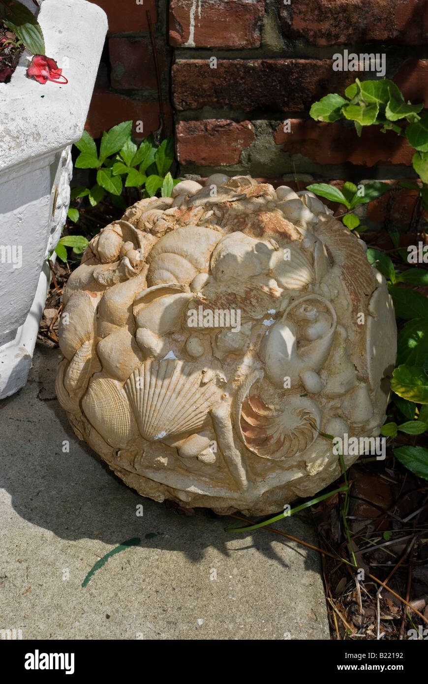 Palla di fossili di creature del mare a Coombs House Inn Apalachicola Florida Foto Stock