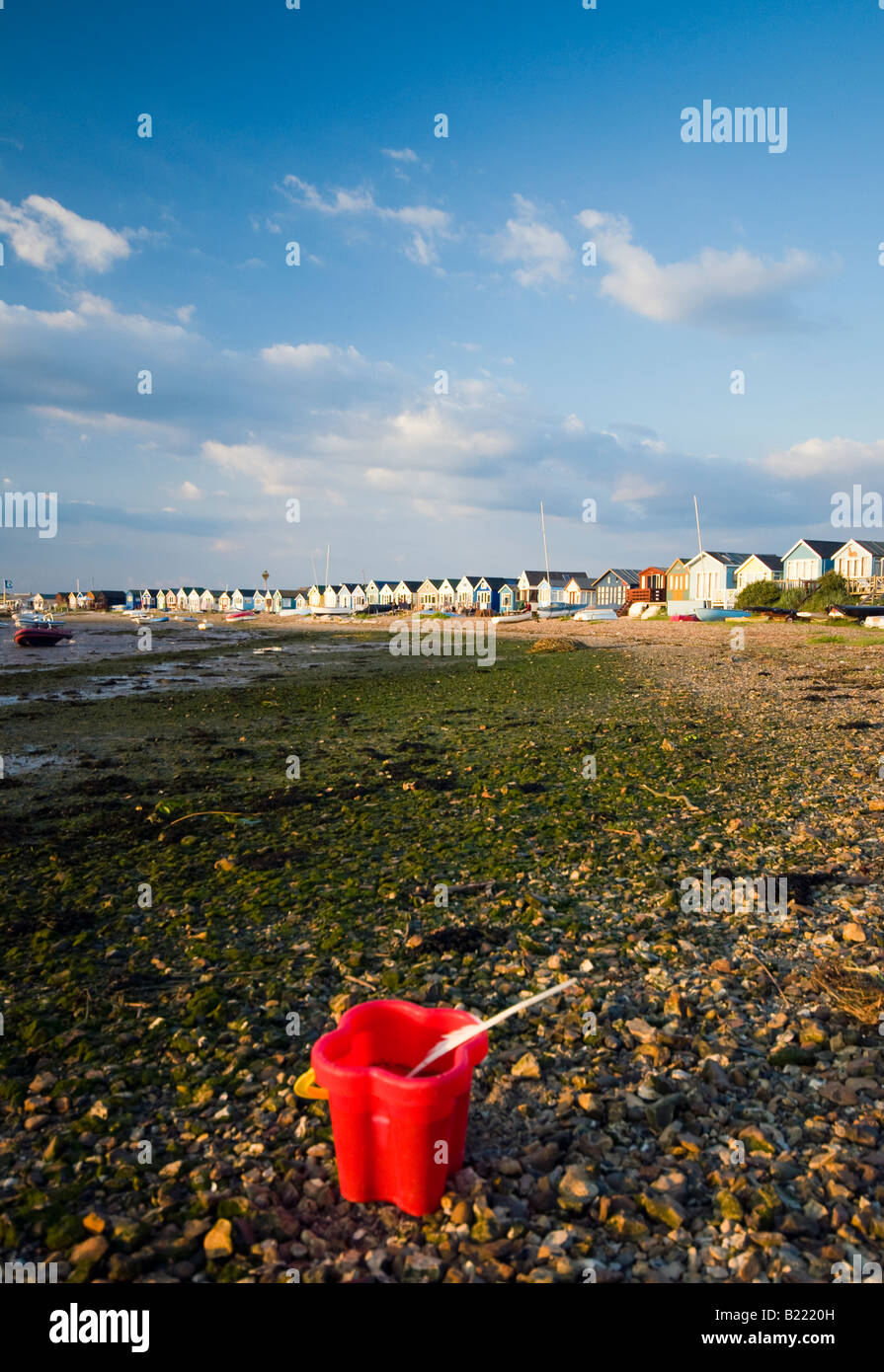 Rosso a sinistra della benna sul litorale a testa Hengistbury Bournemouth Dorset Regno Unito Foto Stock