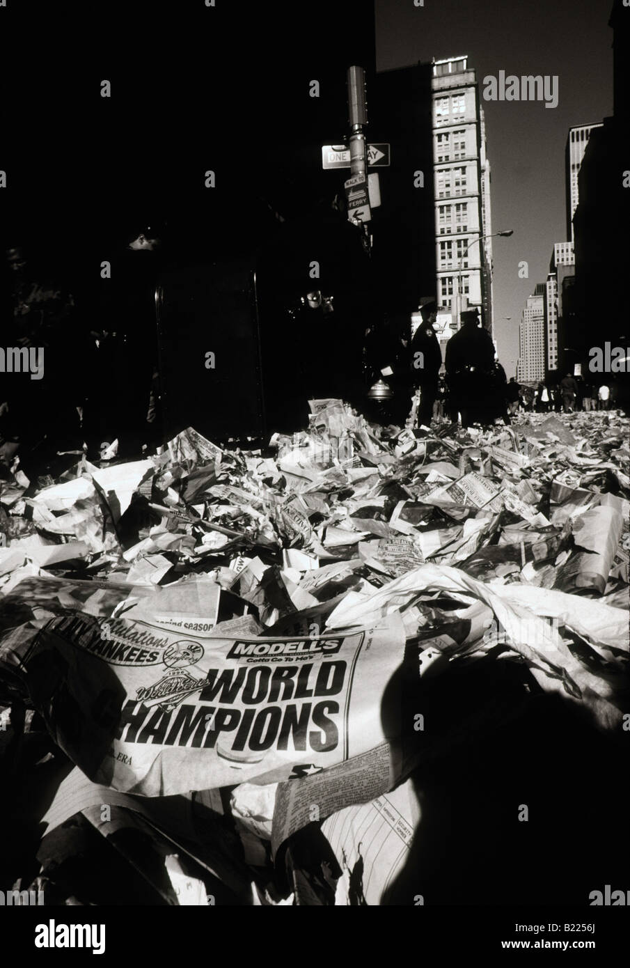 Dopo il ticker tape parade lower broadway NYC Foto Stock