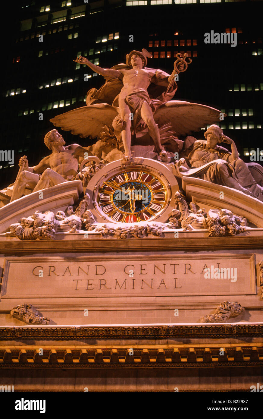 Grand orologio centrale e Met Life NYC Foto Stock